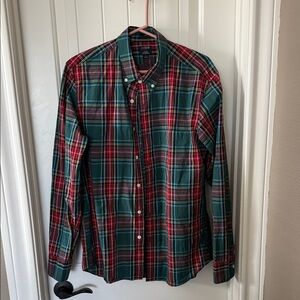 J. Crew Men's Casual Plaid Shirt - Red and Green